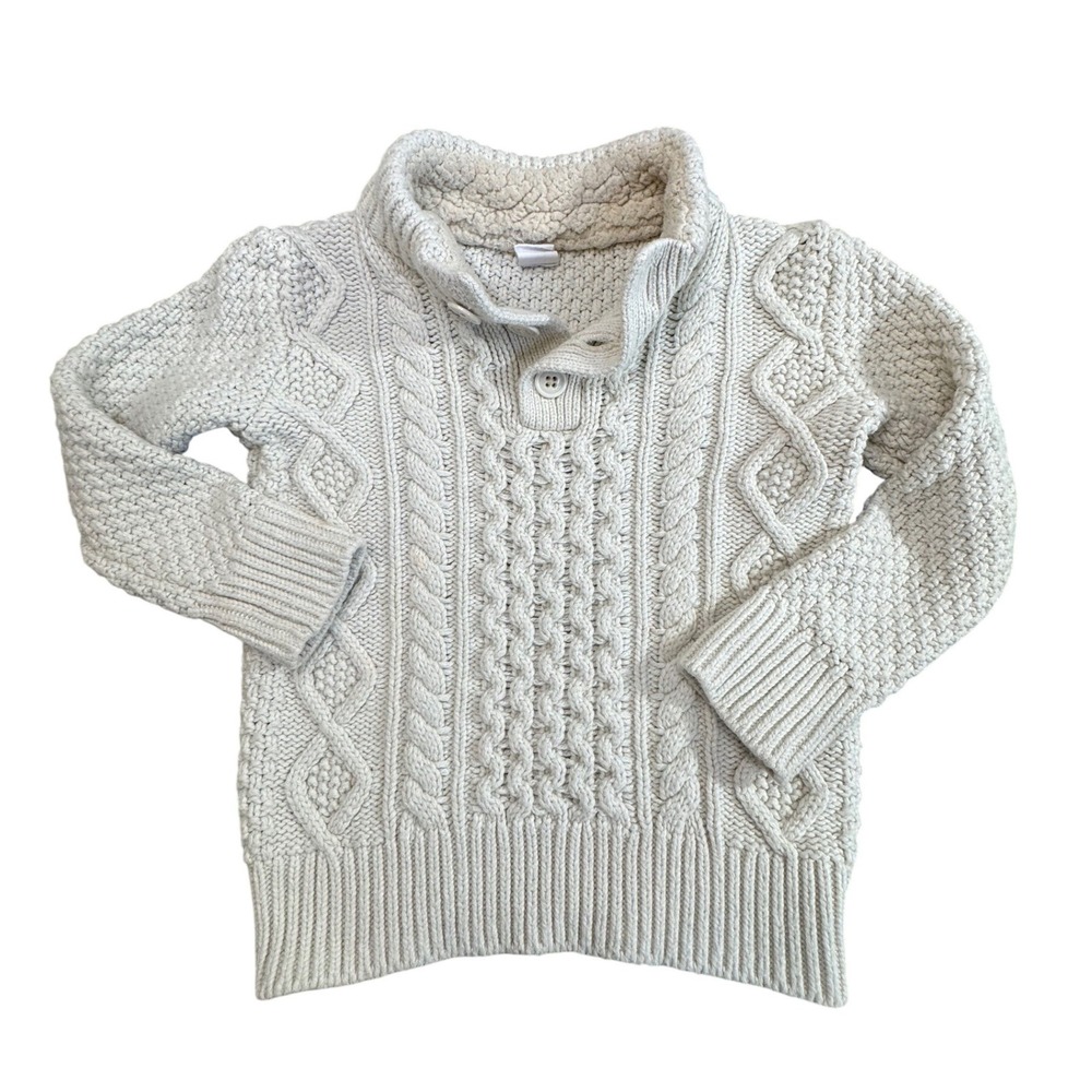 Baby Gap Cable Knit Sweater Cream Button Shawl Collar Preppy Classic 4T